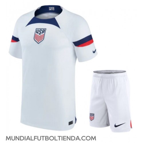 Camiseta Estados Unidos Primera Equipación Replica Mundial 2022 para niños mangas cortas (+ Pantalones cortos)